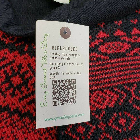 GREEN 3 Nordic Sweater Repurposed Skirt Sz Small - Picture 3 of 10